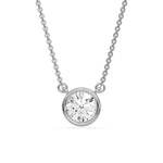 18K White Gold Round Solitaire Diamond Necklace