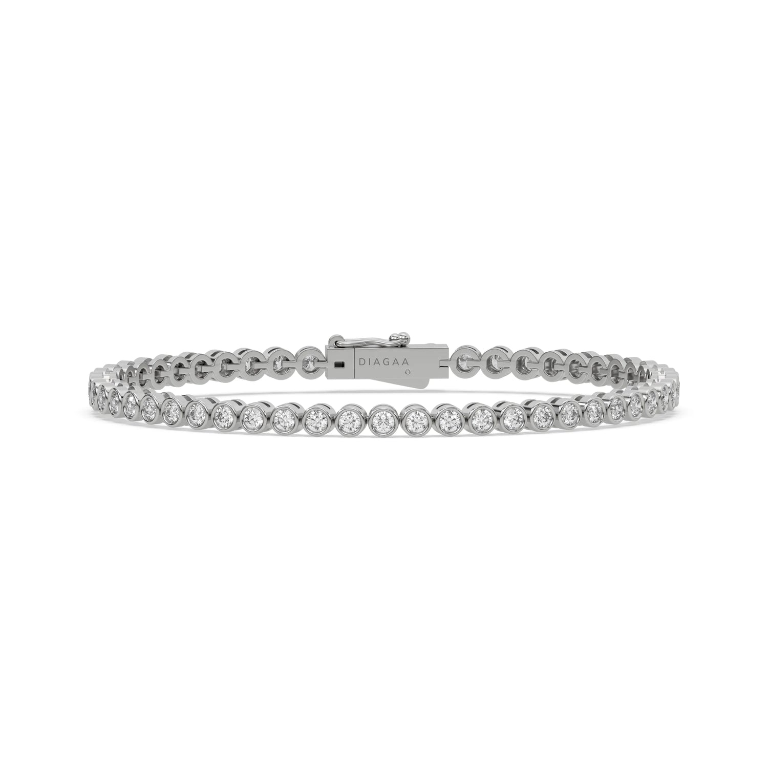 14K White Gold Round Diamond Bracelet 