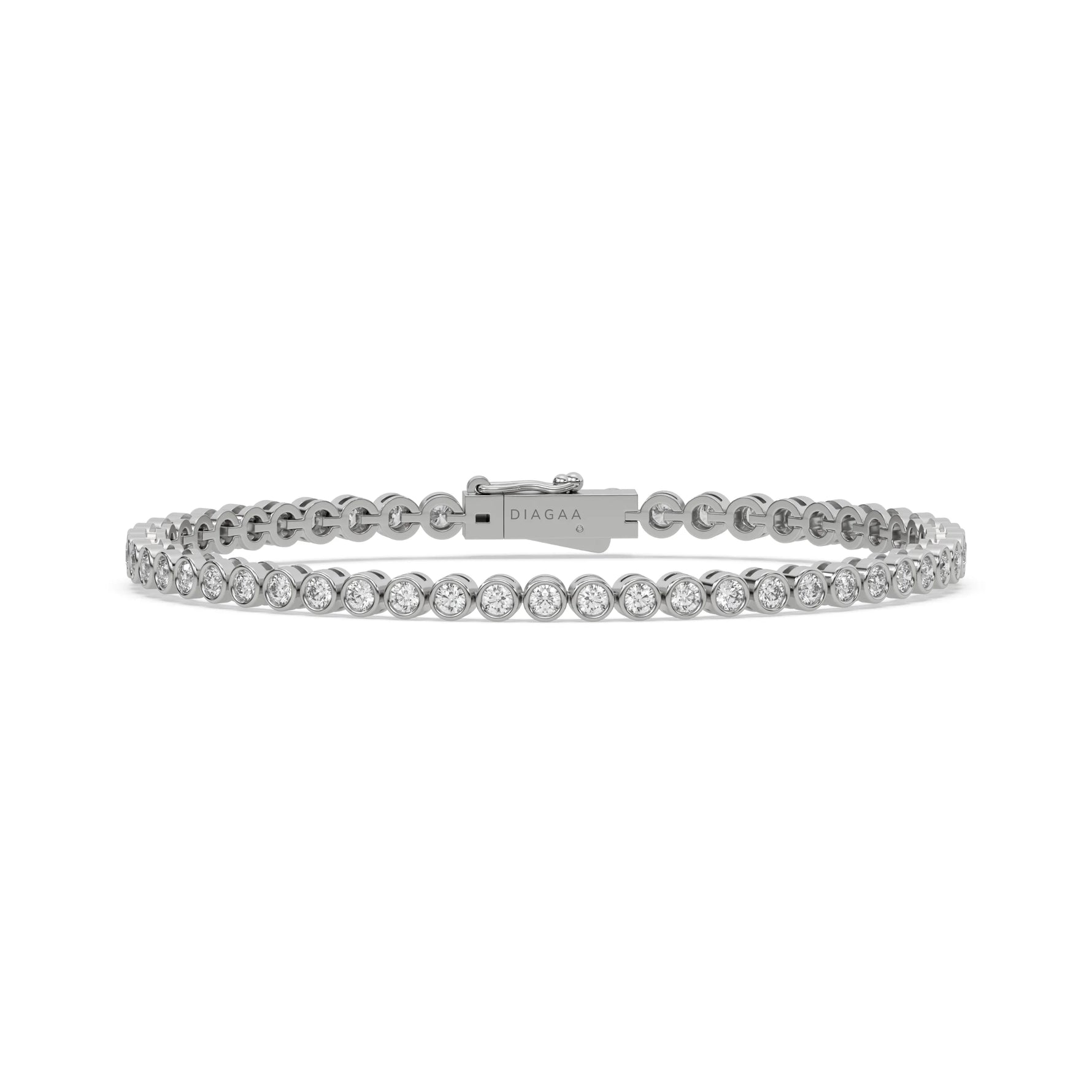 14K White Gold Round Diamond Bracelet 