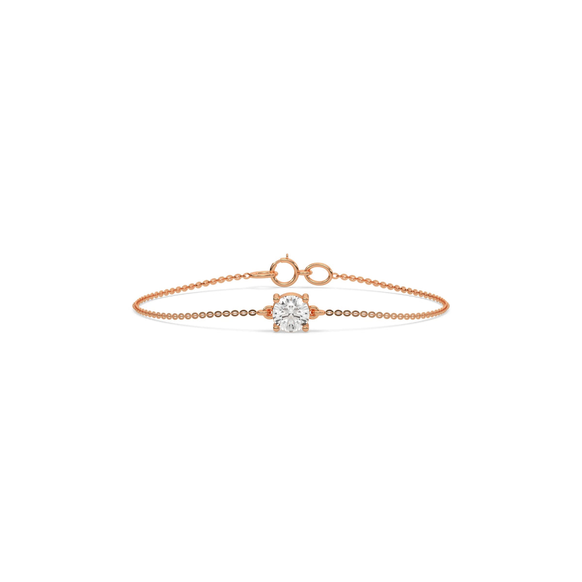 14K Rose Gold 1 CT Round Solitaire Diamond Bracelet 