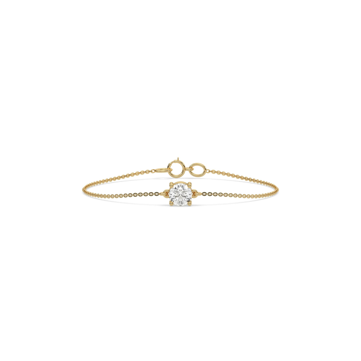 14K Yellow Gold 1 CT Round Solitaire Diamond Bracelet 
