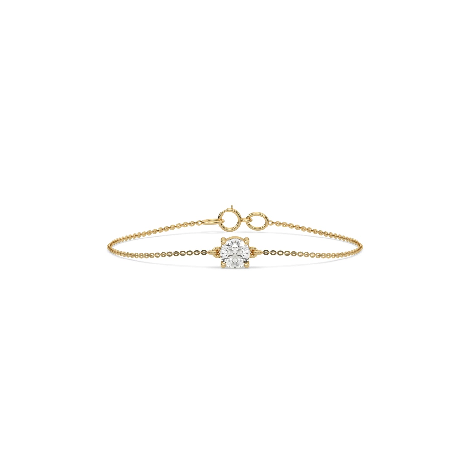14K Yellow Gold 1 CT Round Solitaire Diamond Bracelet 