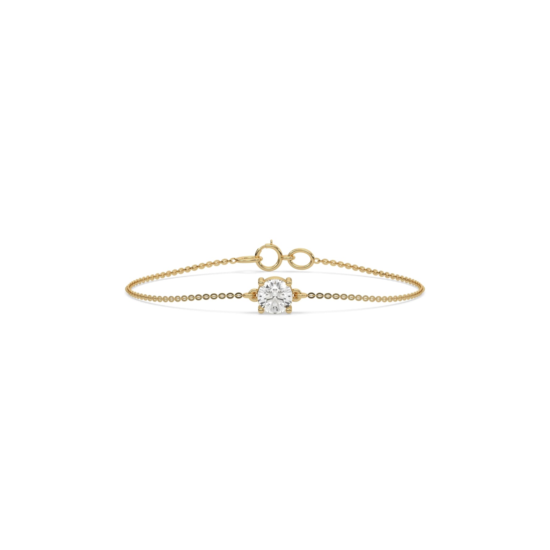 14K Yellow Gold 1 CT Round Solitaire Diamond Bracelet 