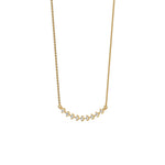 14K Yellow Gold Round Cut Diamond Curved Necklace