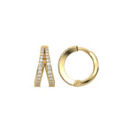 10k yellow gold natural round cut diamond double row hoop earrings