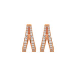 18k rose gold natural round cut diamond double row hoop earrings