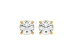 14k yellow gold Round cut Diamond studs set in a four prong setting