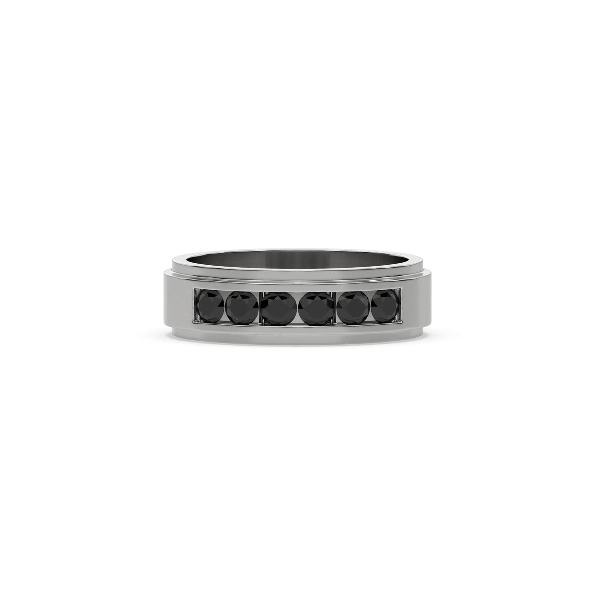 0.72 CT Black Natural Diamond Six Stone Ring
