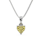 18K White Gold Fancy Yellow Heart Solitaire Diamond Necklace