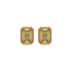 1 ct 14k rose gold fancy yellow emerald cut diamond solitaire earrings set in bezel