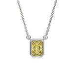 14K White Gold Fancy Yellow Radiant Solitaire Diamond Necklace