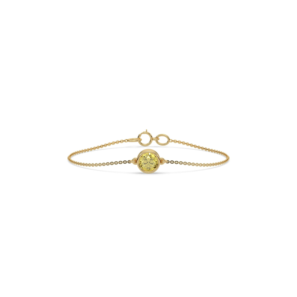 18K Yellow Gold Fancy Yellow Round Solitaire Diamond Bracelet 